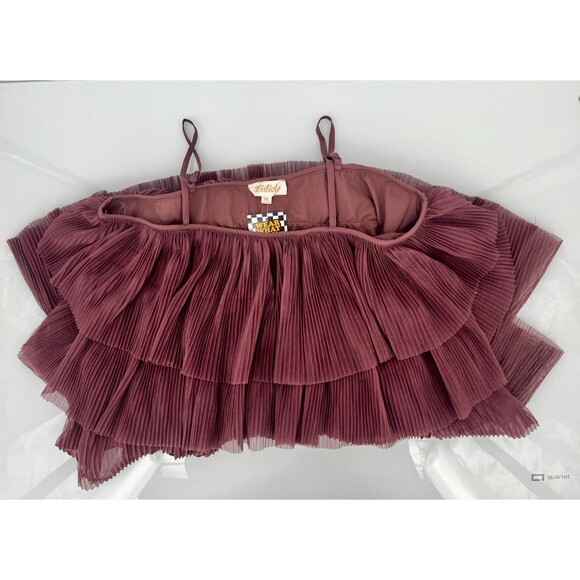 Women's Dress - Listicle by Lala Maroon Big Apple Tiered Mini Dress Size M - Picture 7 of 10